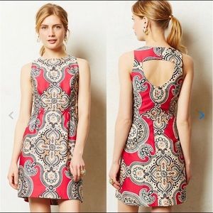Anthropologie Pink Paisley Mini Dress